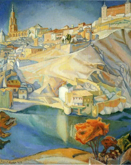 迭戈·里维拉 当代油画作品 -  《1912,年托莱多视图》