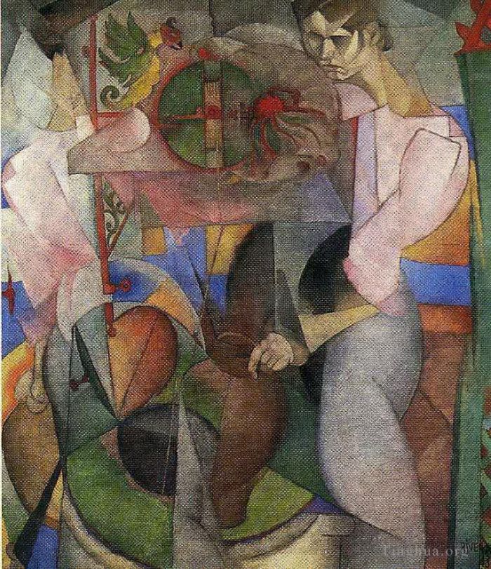 迭戈·里维拉 当代油画作品 -  《井边的女人,1913》