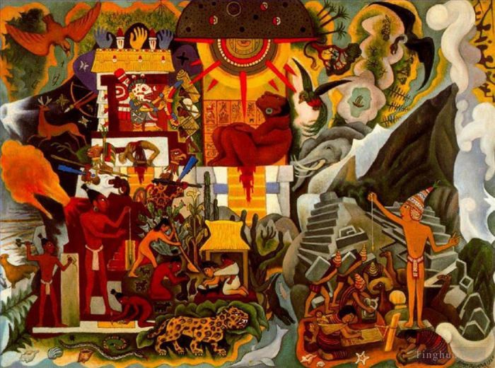 迭戈·里维拉 当代各类绘画作品 -  《前西班牙裔美国》