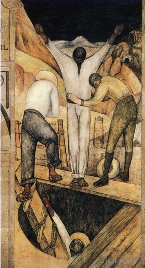 迭戈·里维拉 当代各类绘画作品 -  《退出矿井,1923》