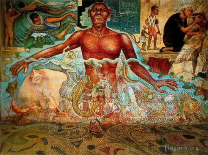 迭戈·里维拉 当代各类绘画作品 -  《象征非洲种族的人物1951年》