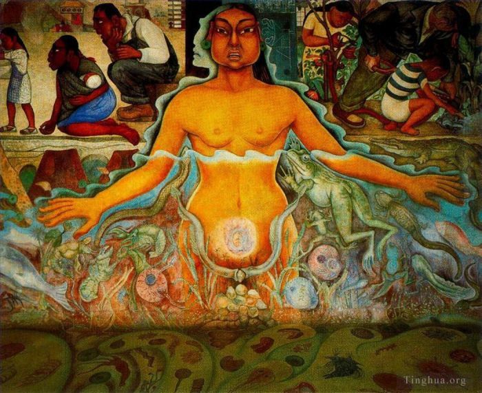 迭戈·里维拉 当代各类绘画作品 -  《象征亚洲种族的人物1951年》