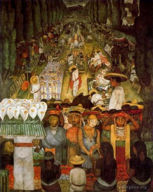 迭戈·里维拉的当代艺术作品《圣安妮塔运河上的耶稣受难日,1924,年》