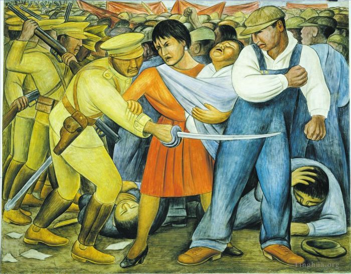 迭戈·里维拉 当代各类绘画作品 -  《社会主义起义》