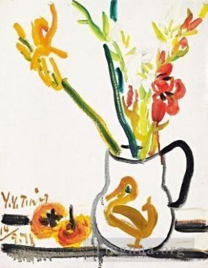 当代书法和国画 - 《柿子和花,1971》