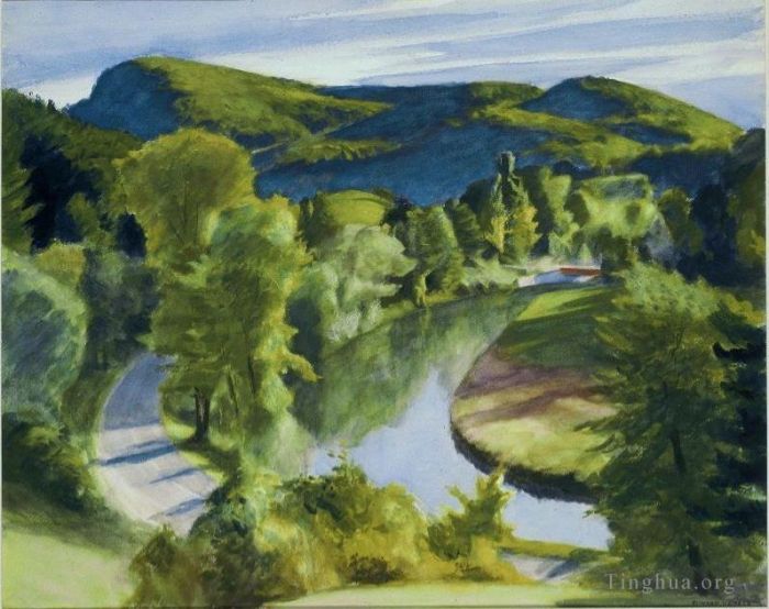 爱德华·霍普 当代油画作品 -  《佛蒙特州怀特河的第一条支流》