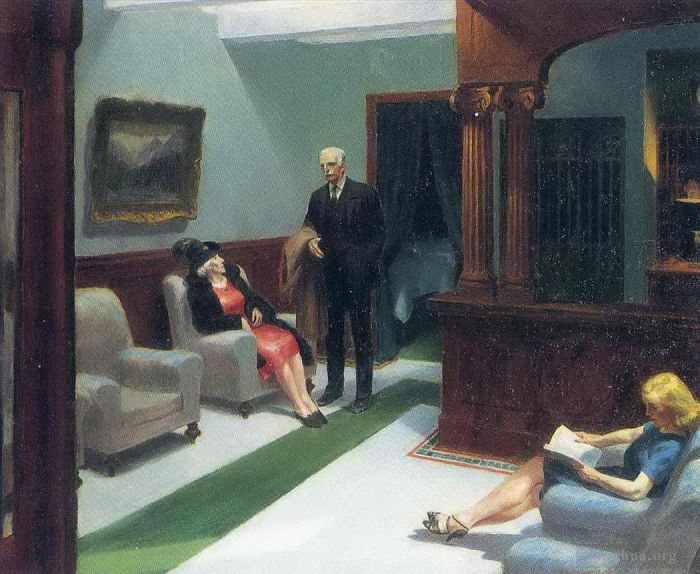 爱德华·霍普 当代油画作品 -  《酒店大堂》