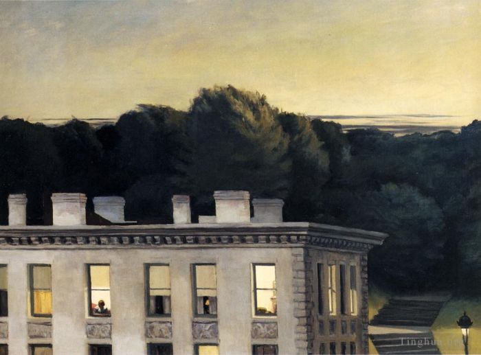 爱德华·霍普 当代油画作品 -  《黄昏的房子》