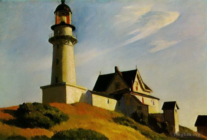 爱德华·霍普 当代油画作品 -  《两盏灯的灯塔,1929》