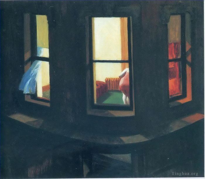 爱德华·霍普 当代油画作品 -  《夜窗》