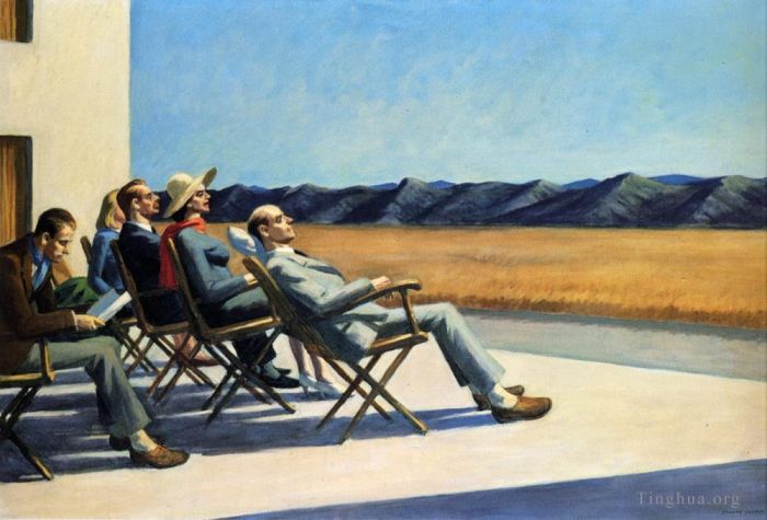 爱德华·霍普 当代油画作品 -  《阳光下的人们》