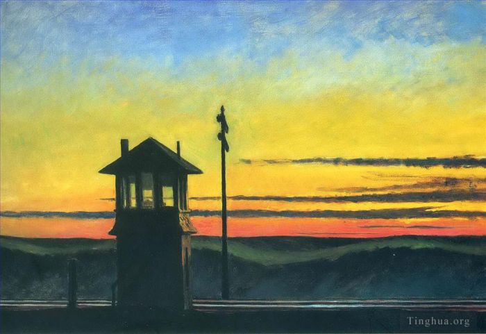 爱德华·霍普 当代油画作品 -  《铁路日落》