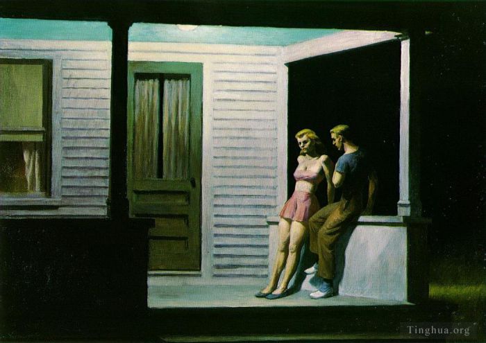 爱德华·霍普 当代油画作品 -  《夏日的傍晚》