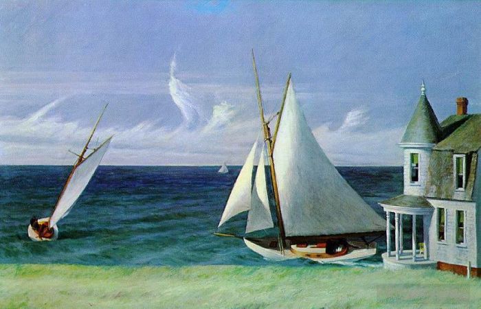 爱德华·霍普 当代油画作品 -  《背风岸》