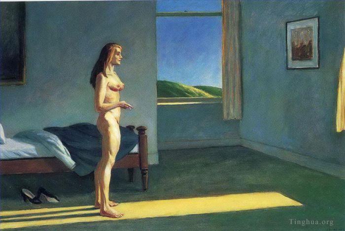 爱德华·霍普 当代油画作品 -  《阳光下的女人》