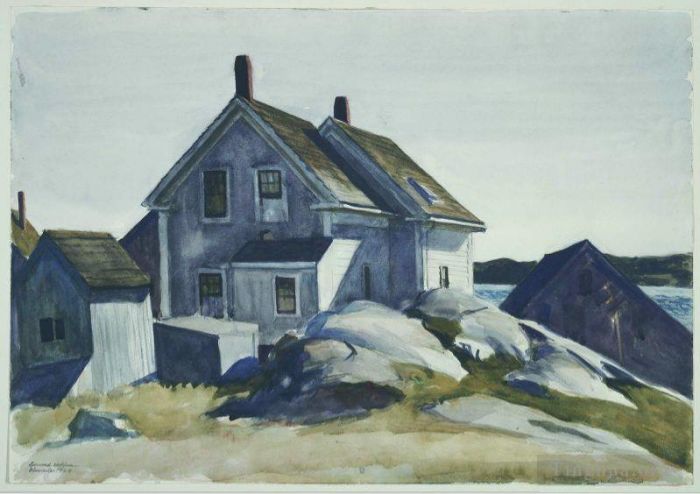 爱德华·霍普 当代各类绘画作品 -  《格洛斯特堡的房子》