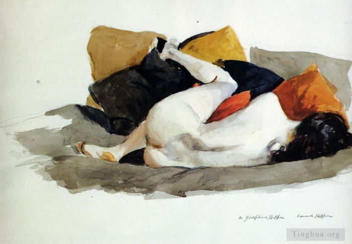 爱德华·霍普 当代各类绘画作品 -  《裸体斜倚》