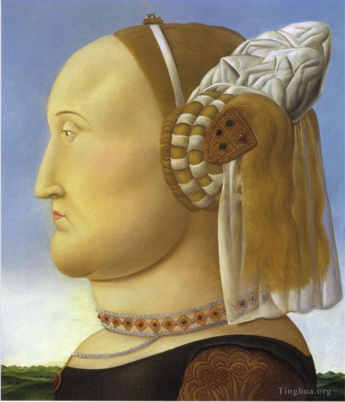费尔南多·波特罗 当代油画作品 -  《巴蒂斯塔·斯福尔扎,模仿,皮耶罗·德拉·弗朗西斯卡》