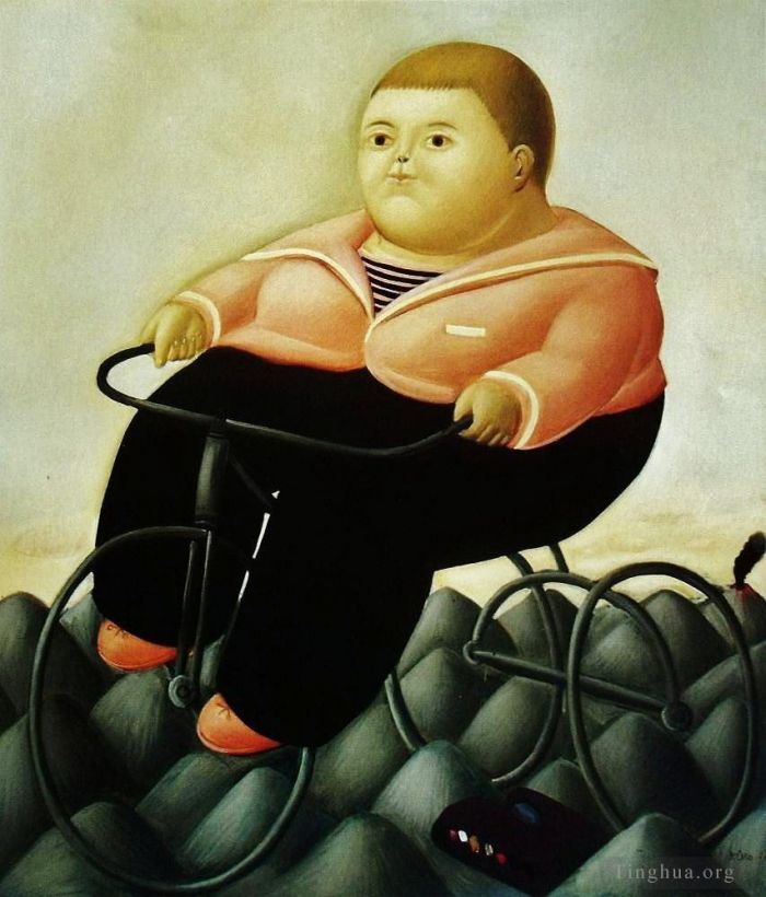 费尔南多·波特罗 当代油画作品 -  《自行车》