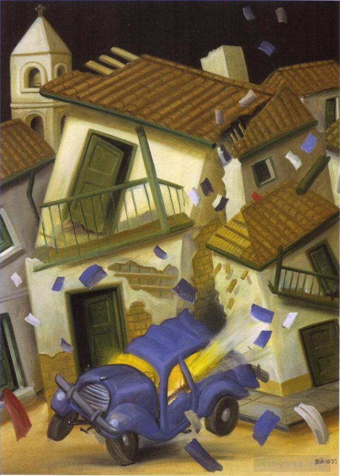 费尔南多·波特罗 当代油画作品 -  《汽车炸弹》