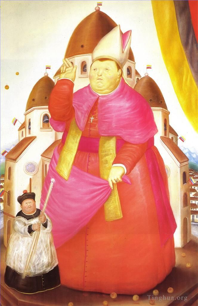 费尔南多·波特罗 当代油画作品 -  《红衣主教》