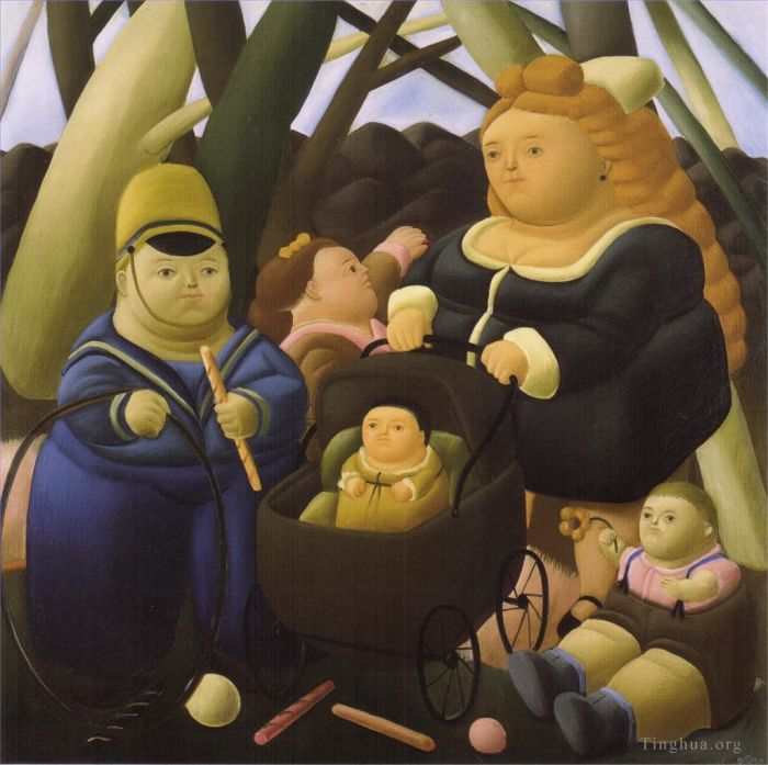 费尔南多·波特罗 当代油画作品 -  《儿童财富》