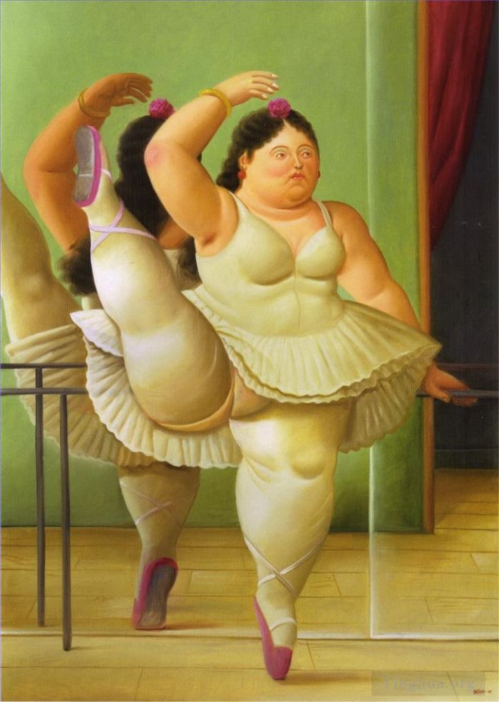 费尔南多·波特罗 当代油画作品 -  《酒吧里的舞者》