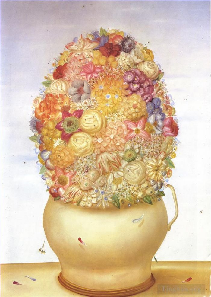 费尔南多·波特罗 当代油画作品 -  《花盆》