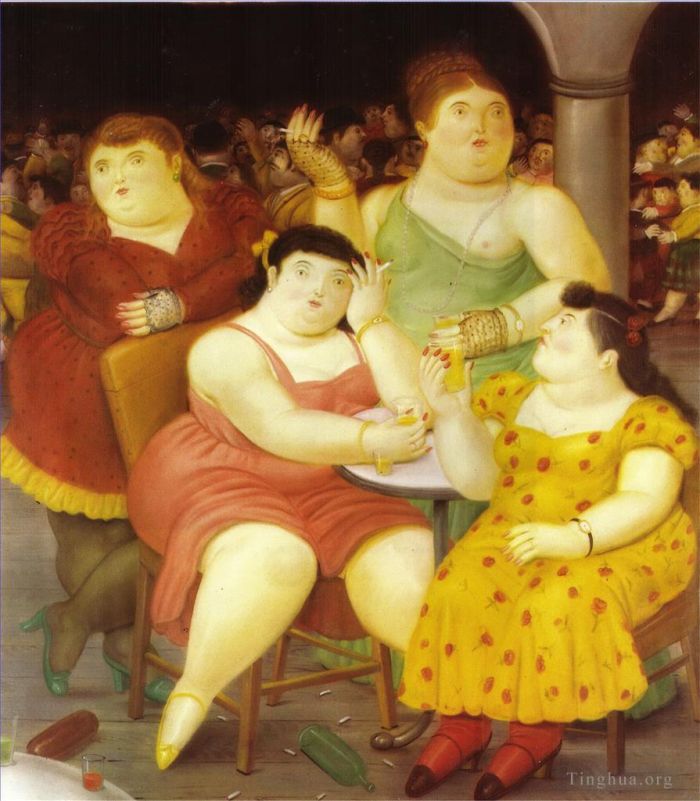费尔南多·波特罗 当代油画作品 -  《四个女人》
