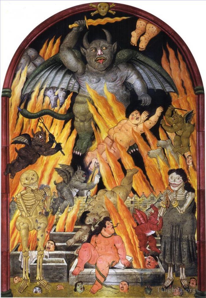 费尔南多·波特罗 当代油画作品 -  《地狱之门》