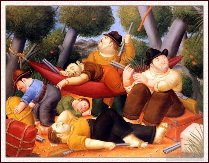 费尔南多·波特罗 当代油画作品 -  《游击队》