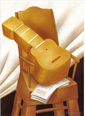 费尔南多·波特罗的当代艺术作品《吉他和椅子》