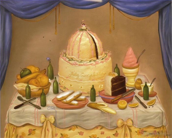 费尔南多·波特罗 当代油画作品 -  《生日快乐》