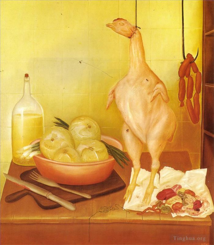 费尔南多·波特罗 当代油画作品 -  《厨房表3》