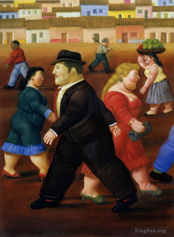 费尔南多·波特罗 当代油画作品 -  《拉广场》