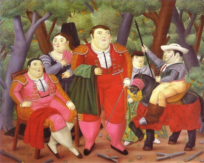 费尔南多·波特罗 当代油画作品 -  《左撇子和他的帮派》