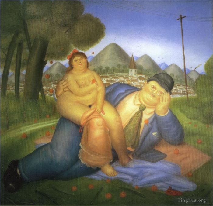 费尔南多·波特罗 当代油画作品 -  《恋人2》
