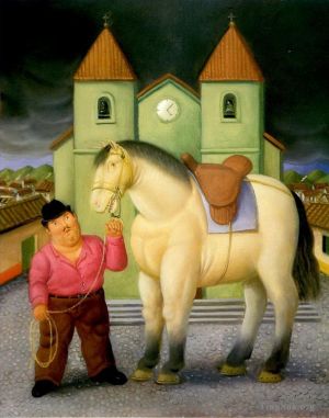 费尔南多·波特罗的当代艺术作品《人与马2》