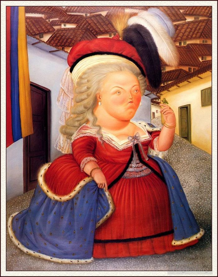 费尔南多·波特罗 当代油画作品 -  《玛丽·安托瓦内特访问麦德林》