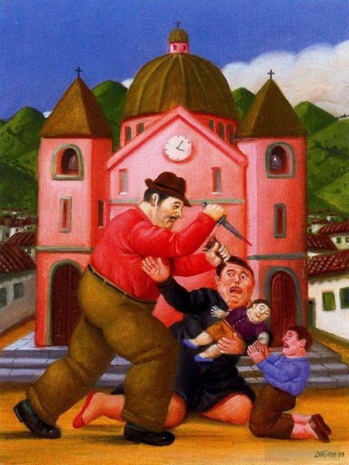 费尔南多·波特罗 当代油画作品 -  《马坦赞德洛斯伊诺森特斯》