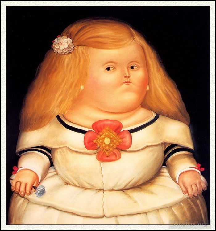 费尔南多·波特罗 当代油画作品 -  《委拉斯开兹之后的梅尼娜》