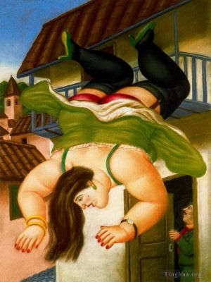 费尔南多·波特罗的当代艺术作品《阳台上的女人》