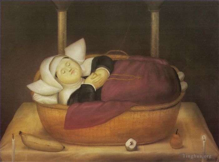 费尔南多·波特罗 当代油画作品 -  《刚出生的尼姑》