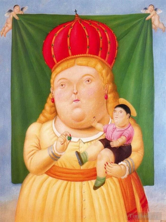 费尔南多·波特罗 当代油画作品 -  《哥伦比亚圣母》