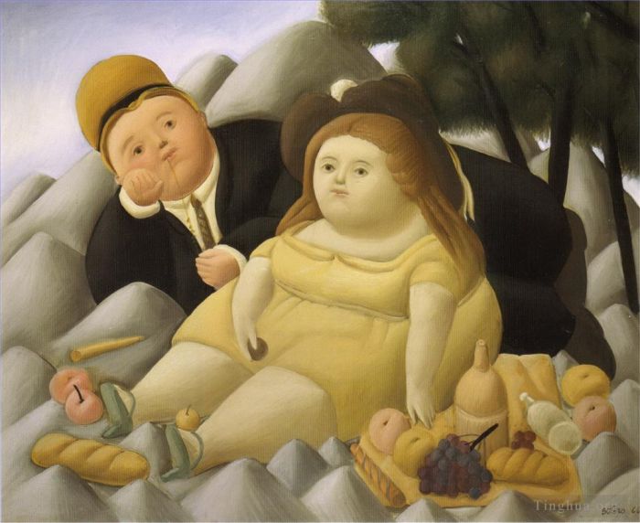 费尔南多·波特罗 当代油画作品 -  《山野餐》