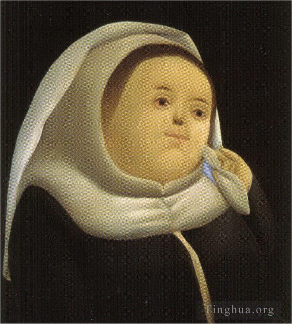费尔南多·波特罗 当代油画作品 -  《女修道院院长》