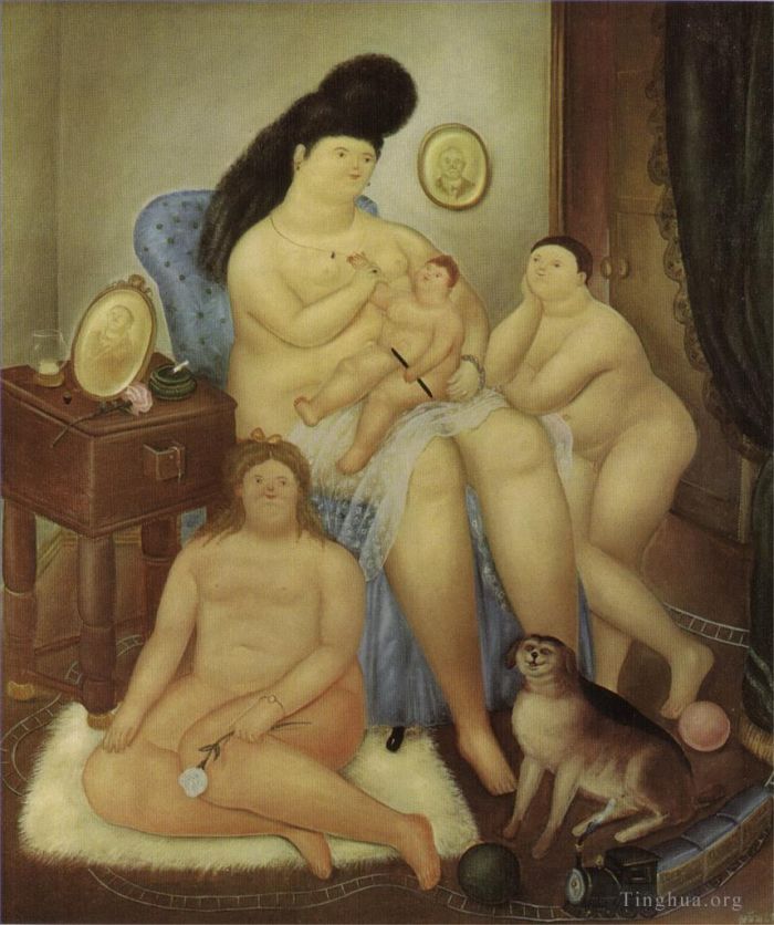 费尔南多·波特罗 当代油画作品 -  《新教家庭》