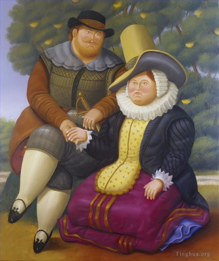 费尔南多·波特罗 当代油画作品 -  《鲁本斯和他的妻子2》