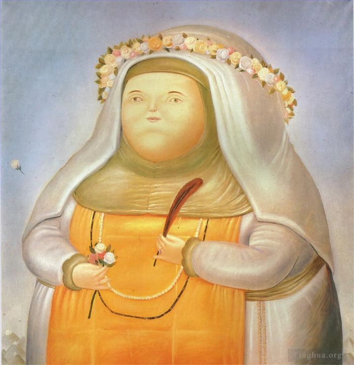 费尔南多·波特罗 当代油画作品 -  《利马的圣玫瑰》
