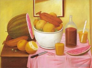费尔南多·波特罗的当代艺术作品《静物与橙水》